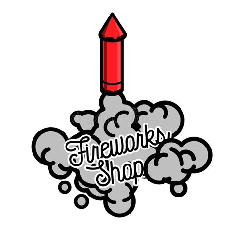 Color Vintage Fireworks Shop Emblem Stock Vector Illustration Of
