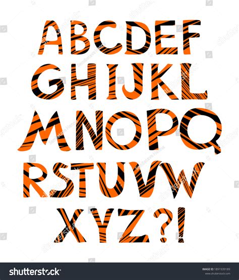 Ilustrasi Stok Tiger Alphabet Illustration Font Wild Pattern