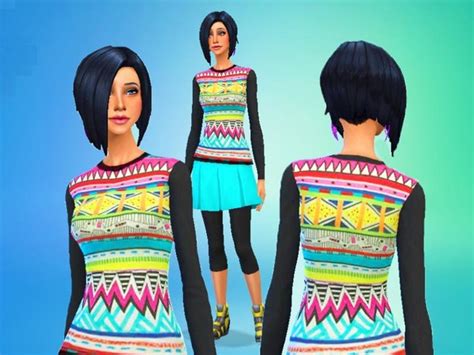 The Sims Resource Aztec Print Top