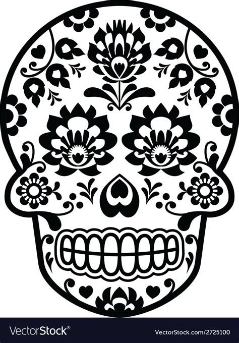 Mexican Sugar Skull Polish Folk Art Style Vector Image