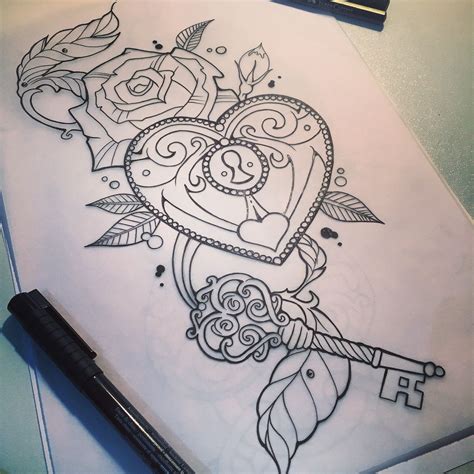 Heart Locket Tattoo Design For Sleeve