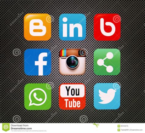Icons Popular Social Editorial Image Illustration Of Applications