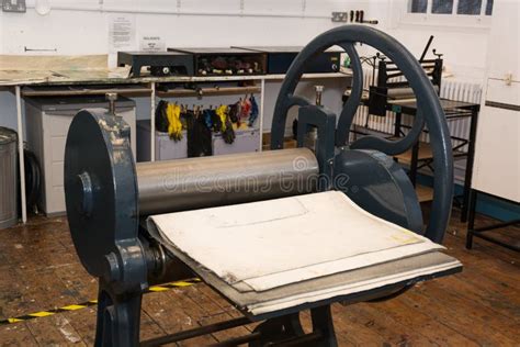 Ancient Hand Printing Press Stock Image Image Of Industrial Floor