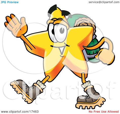 Clipart Picture Of A Star Mascot Cartoon Character Hiking And Carrying