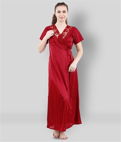 Buy Apratim Red Satin Womens Nightwear Nighty And Night Gowns Online