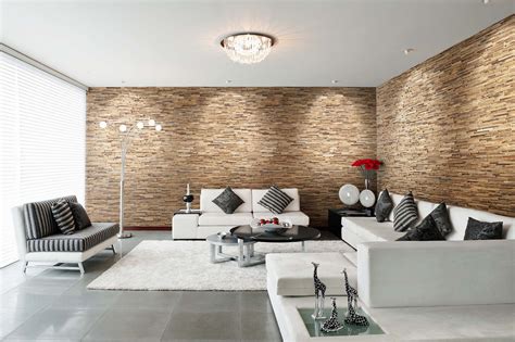 Wooden Wall Design Visualization Living Room