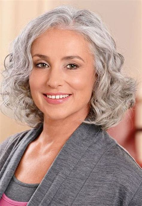 Short and low maintenance haircuts can. Cute Short Haircuts For Grey Hair | Grey curly hair, Gray ...