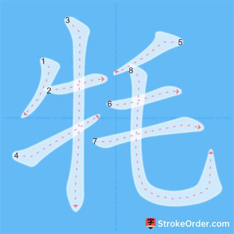 牦 Chinese Stroke Order Animation