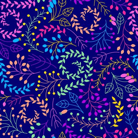 Seamless Floral Pattern On A Dark Blue Background 2184098 Vector Art