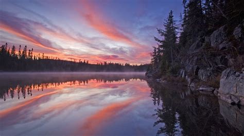 Wallpaper Trees Landscape Forest Sunset Lake Water Nature