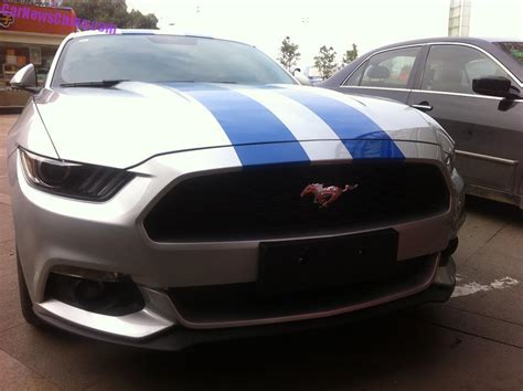 Spotted In China Ford Mustang Ecoboost With Blue Racing Stripes