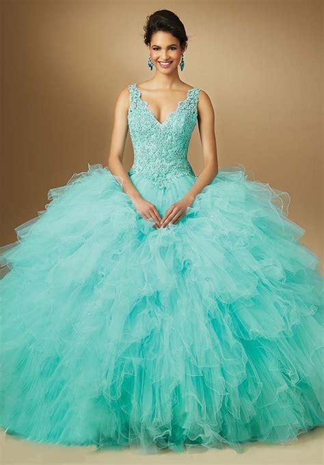 Free Petticoat Turquoise Quinceanera Dress Sexy V Neck Ball Gowns Sweet