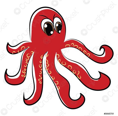 An Angry Octopus Vector Or Color Illustration Stock Vector 3065731