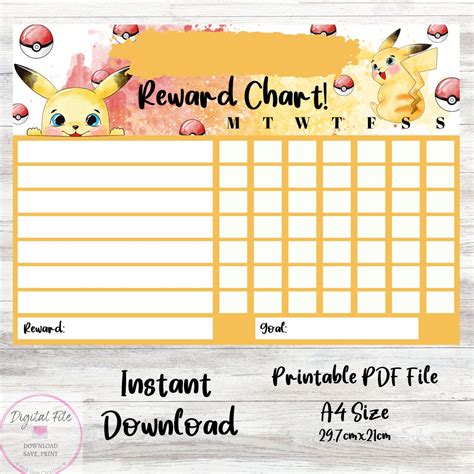 Pokémon Reward Chart Reward Chart Chores Chart Etsy Finland
