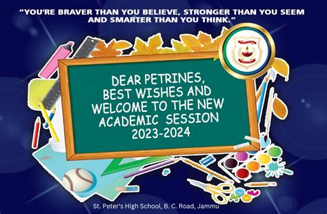 Best Wishes And Welcome To The New Academic Session 2023 24 St Peter
