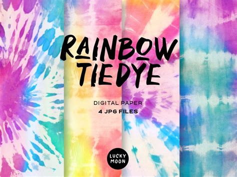 Tie Dye Digital Paper Colorful Rainbow Hippy Scrapbook Paper Etsy