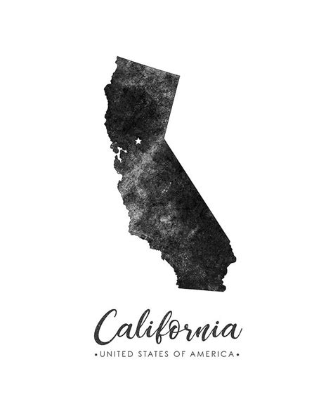 California State Map Art Grunge Silhouette Mixed Media By Studio