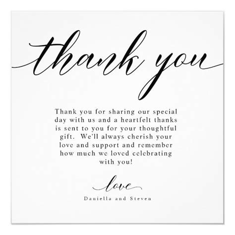 Classic Script Calligraphy Wedding Thank You Card In 2021