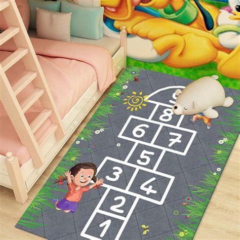 Hopscotch Kids Rug Number Hopscotch Kids Floor Play Mat Durable Anti