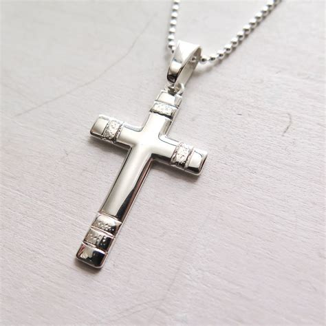 Mens Cross Necklace Sterling Silver Large Cross Cross Necklace For