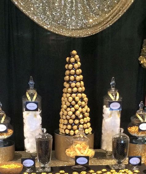 Black And Gold Candy Buffet Candy Buffet 50th Birthday Party Gold Candy