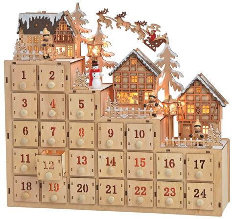 Adventskalender holz sind hochwertige, dekorative weihnachtskalender aus einem natürlichen material zum selbst befüllen. Adventskalender Holz 3D Winter Szenen Figuren & LEDs ...