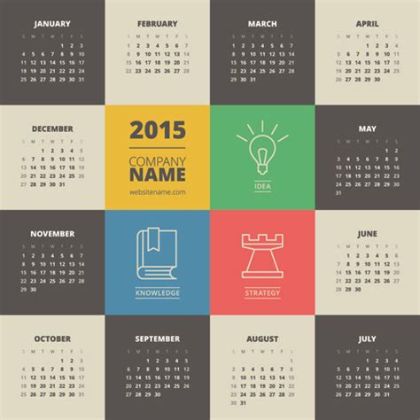 2015 Business Calendar Creative Design Vector Vectors Graphic Art