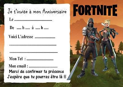 Carte Invitation Anniversaire Fortnite