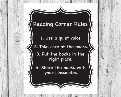 Chalkboard Reading Corner Rules Teachers Decor Etsy