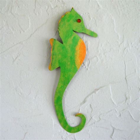 Check spelling or type a new query. Hand Crafted Handmade Upcycled Metal Seahorse Wall Art Sculpture In Green And Yellow by ...