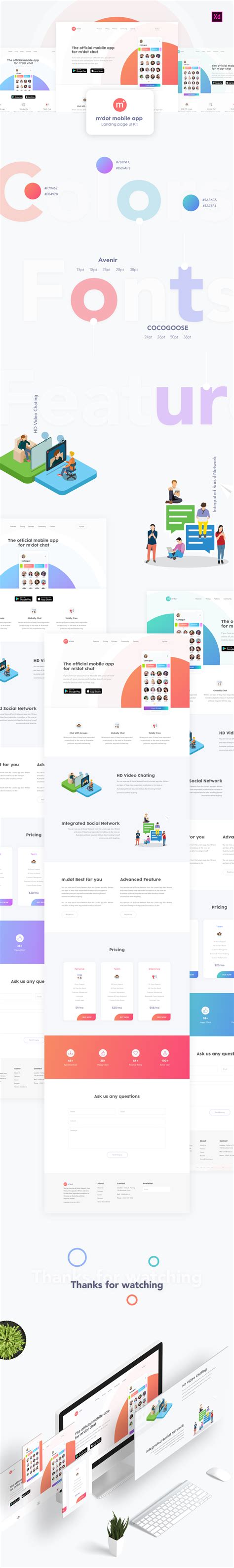 The bread and butter for any mobile app today. m'dot mobile app landing page UI Kit on Behance