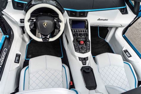 Interior Of The Lamborghini Aventador S Roadster Painted In Blu Cepheus