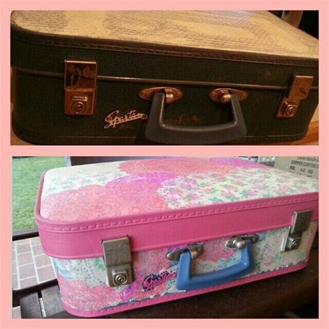 Decoupage Suitcase Before And After Vintage Decoupage Suitcase Diy
