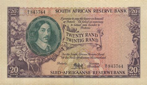 20 South African Rand Note Van Riebeeck Large Type Exchange Yours