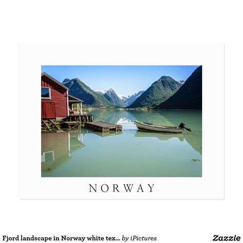 Fjord Landscape In Norway White Text Postcard Postcard Photo