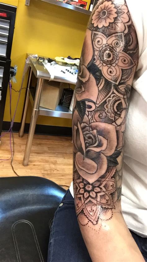 If you have booked an appointment with a big reputable tattoo shop, you might have to pay more than average. Mandala rose half sleeve | Sleeve tattoos, Tattoos, Half ...