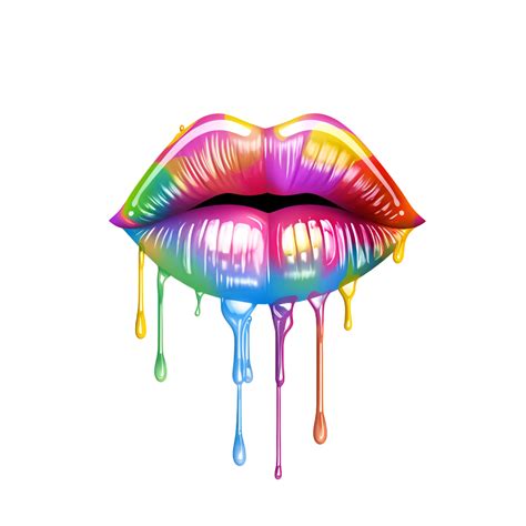 Rainbow Lips Watercolor Clipart Ai Generated 24282484 Png