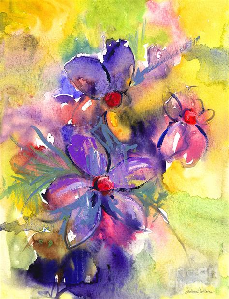 Abstract Flower Botanical Watercolor Painting Print