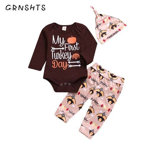 Grnshts Thanksgiving Newborn Kid Baby Boy Girl Clothes Outfit Romper
