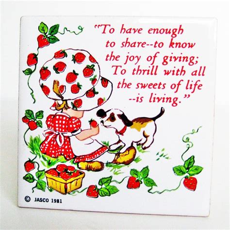 1980s Strawberry Shortcake Inspirational Quote Tile Trivet