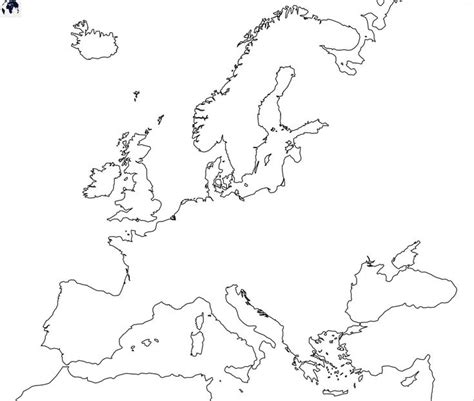 An Outline Map Of Europe With The Country Borders Outlined In Black Ink
