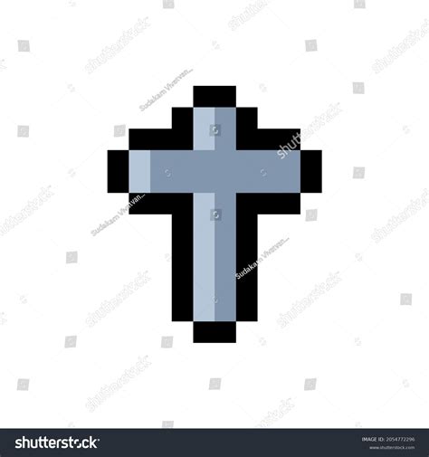 Cross Icon Pixel Art Christian Crosses เวกเตอร์สต็อก ปลอดค่าลิขสิทธิ์