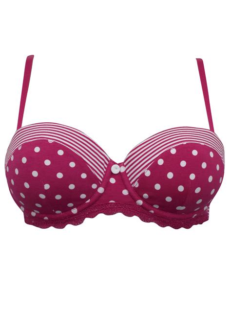 Marks And Spencer Mand5 Pink Spotted Padded Underwired Bras Size 34a