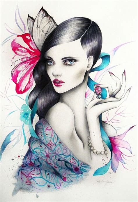 Sabrinagarrasi Illustration Watercolor Portraits Beauty Illustration