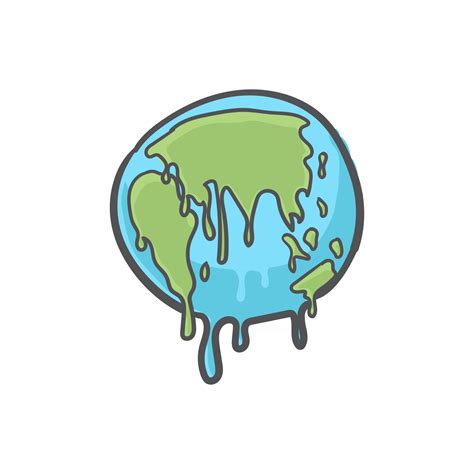 Global Warming Earth Globe Melting Hand Drawn Doodle Icon 2883361