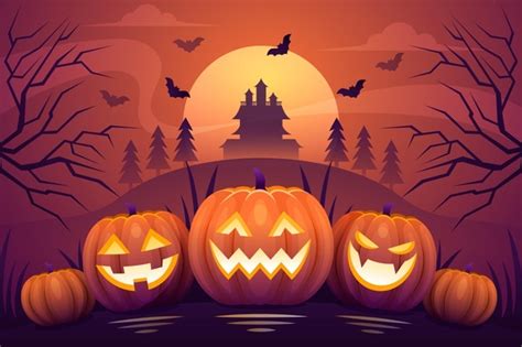 Free Vector Halloween Background In Flat Design