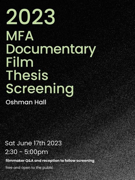 2023 Mfa Documentary Film Thesis Screening Stanford University