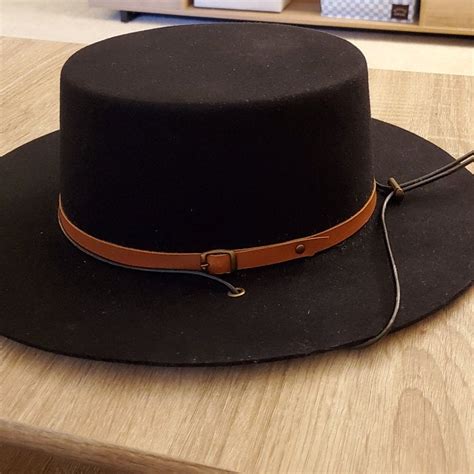 Bolero Hat The Galloper Black Wool Felt Flat Crown Wide Etsy Wide