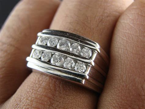 Newyorkjewels Mens 2 Row Big Diamond Wedding Band Ring Si 125 Ct