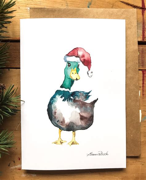 Funny Duck Card Quirky Christmas Card Duck Santa Card Etsy